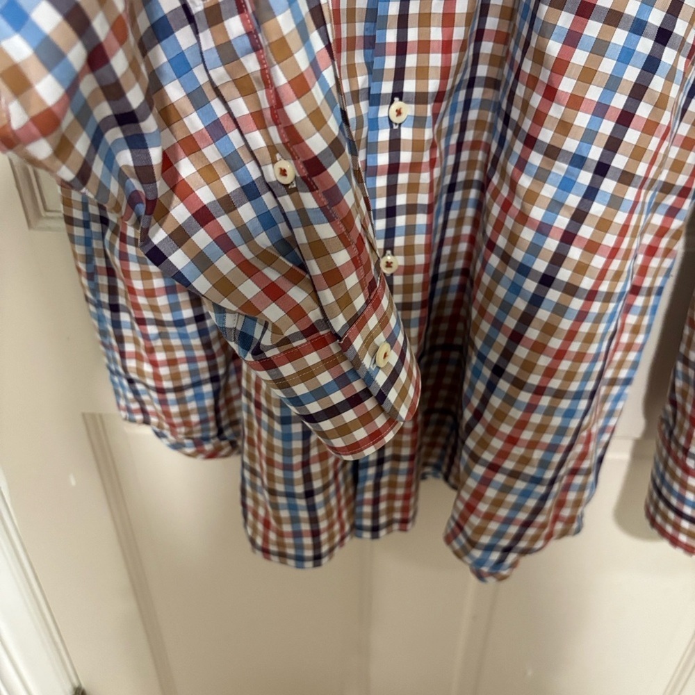 Peter Millar button down dress shirt multi-color check size XL 100% cotton - Picture 3 of 6